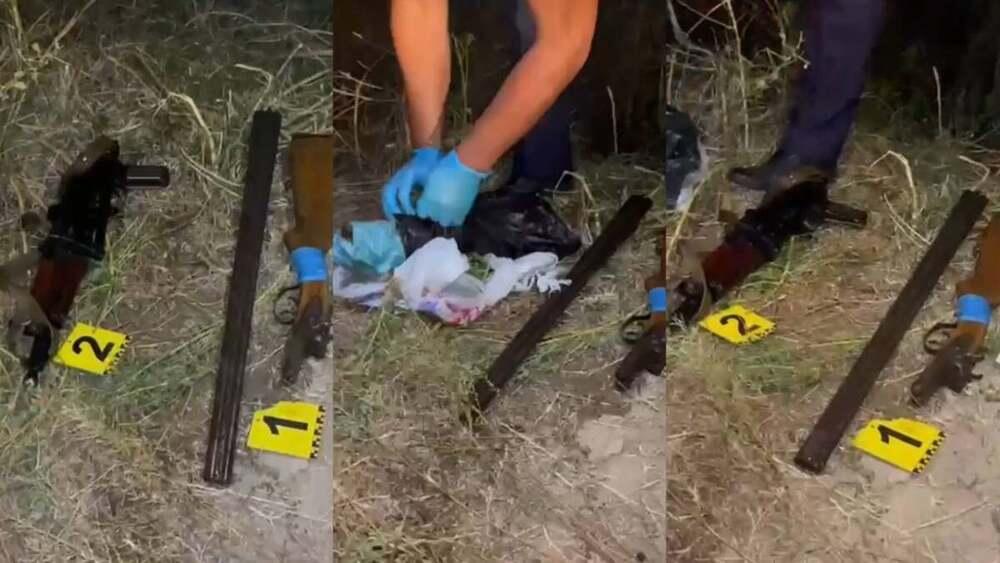 Полицейские Тараза обнаружили на кладбище схрон оружия и боеприпасов. Фото: Polisia.kz
