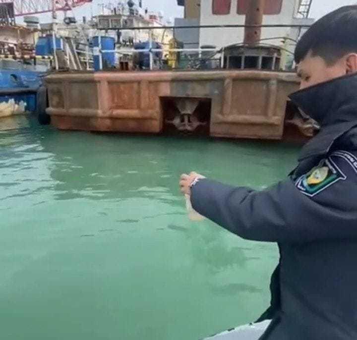 Около 300 литров дизтоплива вылилось в Каспийское море