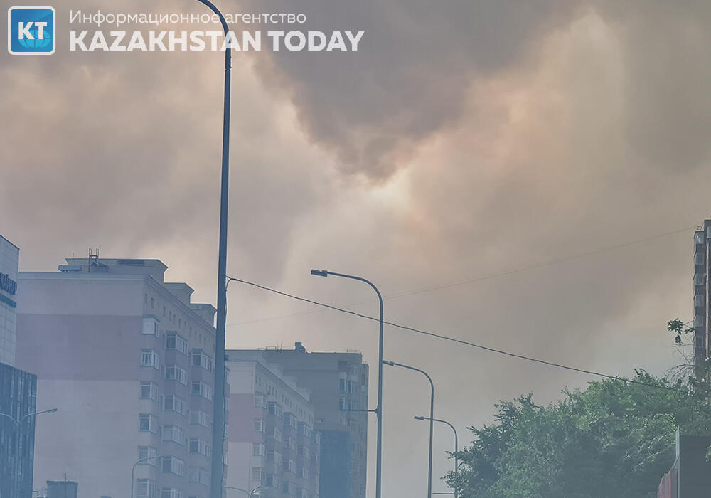 Burning deadwood smoke covered Astana
