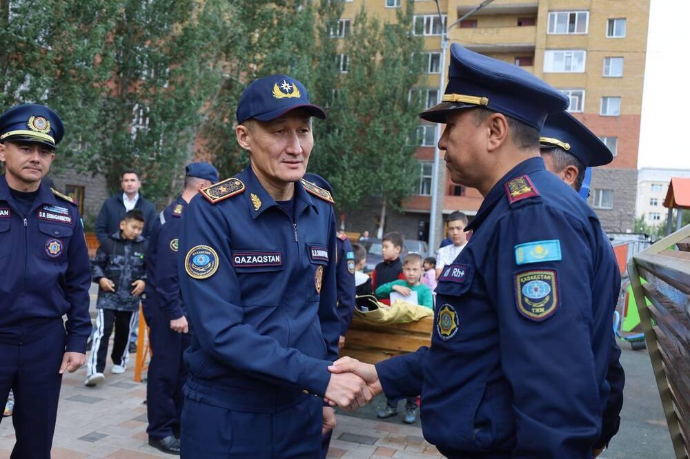 Astana residents took part in a fire-tactical exercise . Images | MES RK