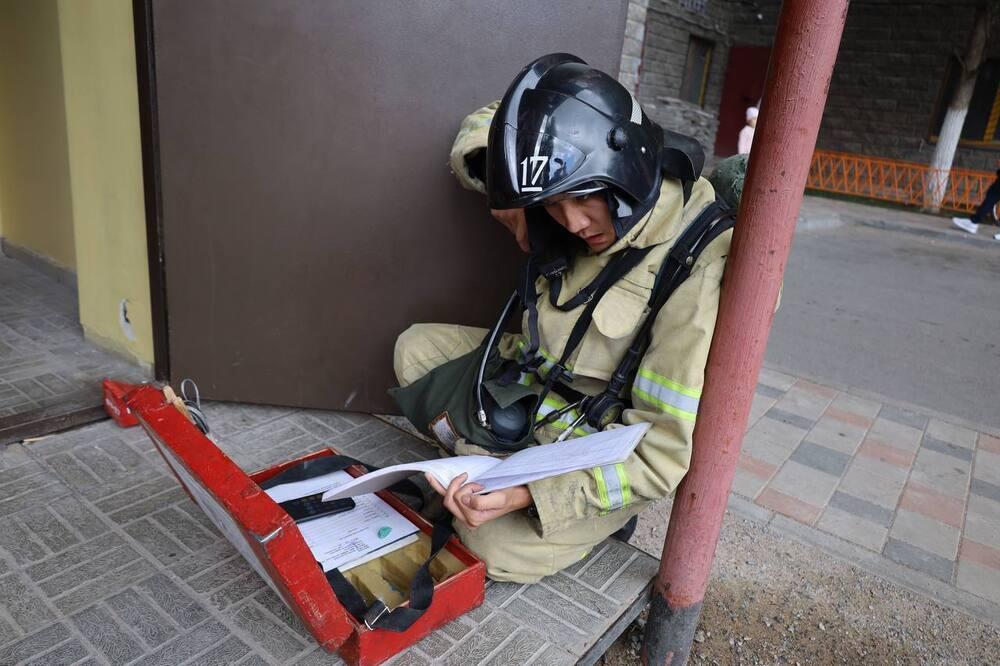 Astana residents took part in a fire-tactical exercise . Images | MES RK